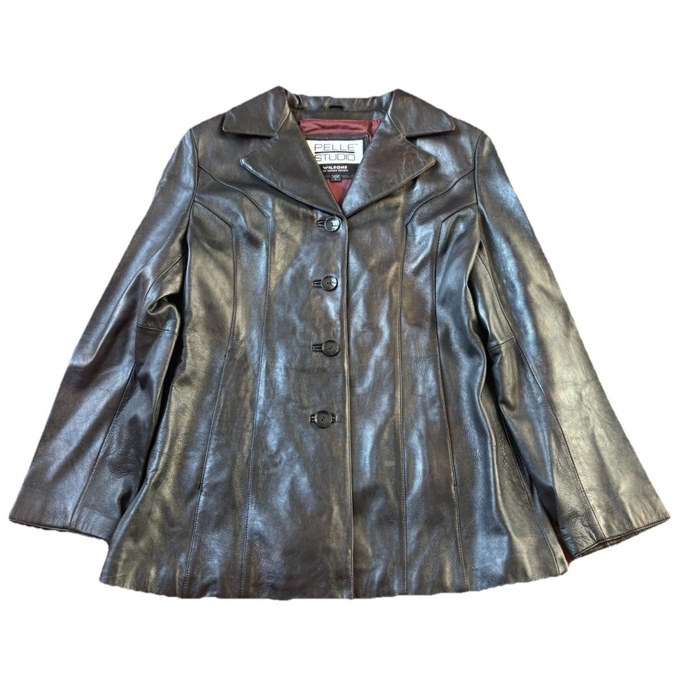 Pelle Studio By Wilsons Womens Medium Black Soft Leather Coat Light Liner Blazer